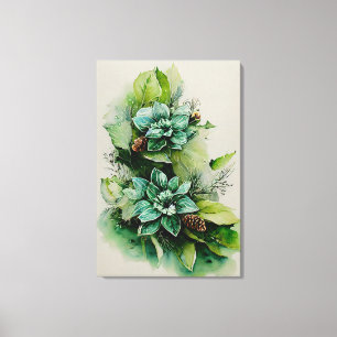 popular green leaf floral canvas print