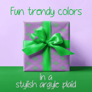 Popular Green Purple Plaid Christmas Wrapping Paper