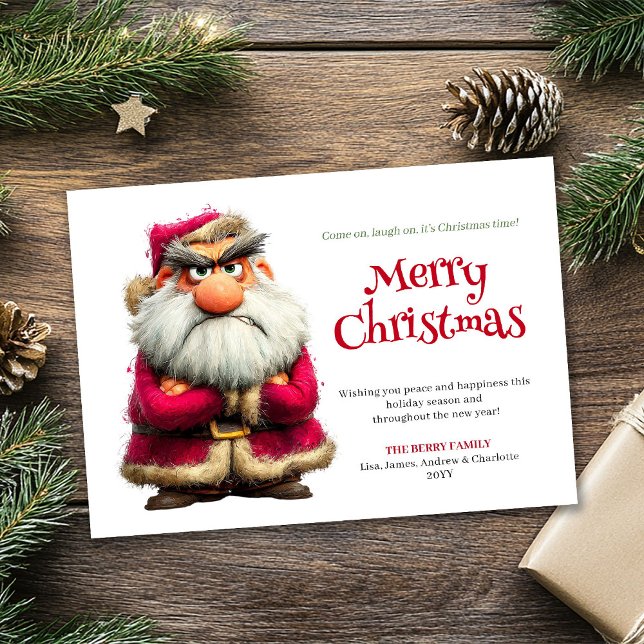 Popular grumpy Claus editable Christmas greeting Holiday Card (Popular grumpy Claus editable Christmas greeting)