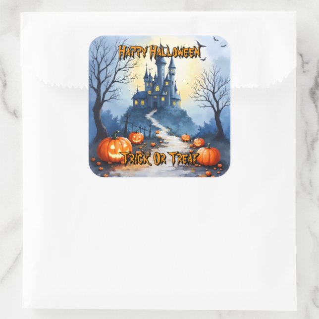 Popular Halloween Spooky Cute Collection Square Sticker (Bag)