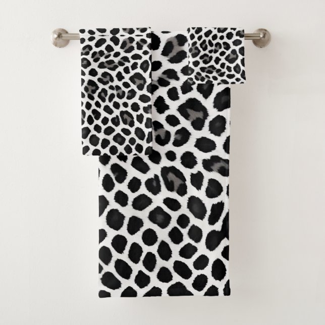 Popular Luxury White Leopard Elegant Collection Bath Towel Set (Insitu)