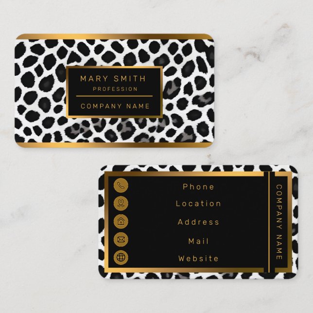 Popular Luxury White Leopard Elegant Collection Business Card (Front/Back)