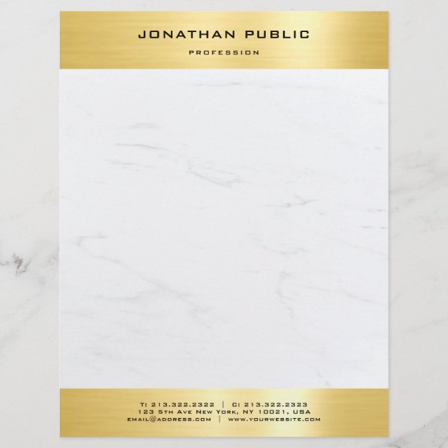 Popular Marble Gold Modern Elegant Template Custom Letterhead (Front)