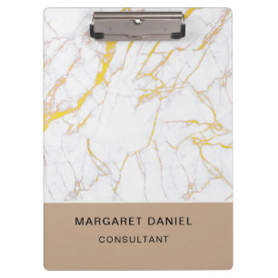 Popular Metallic Consultant Business White Marble Clipboard
