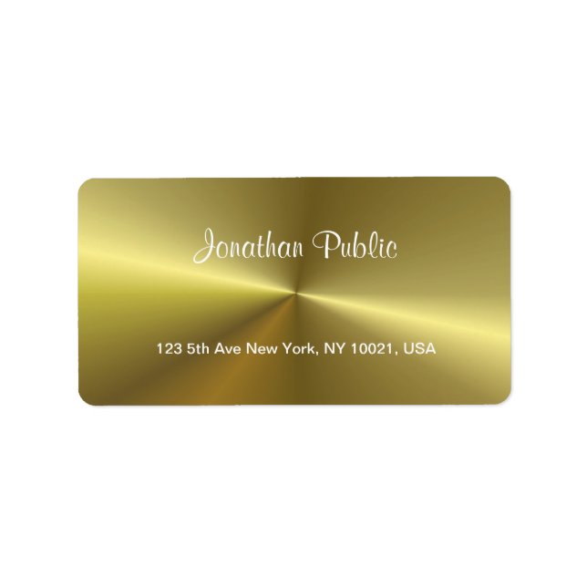 Popular Modern Metallic Faux Gold Script Template Label (Front)