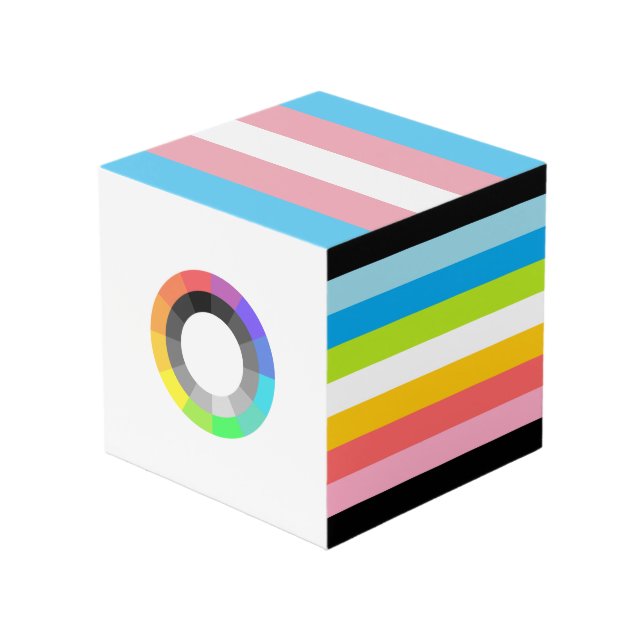 Popular MOGAI/LGBT/Queer Pride Flag Photo Cube (Front Angled)