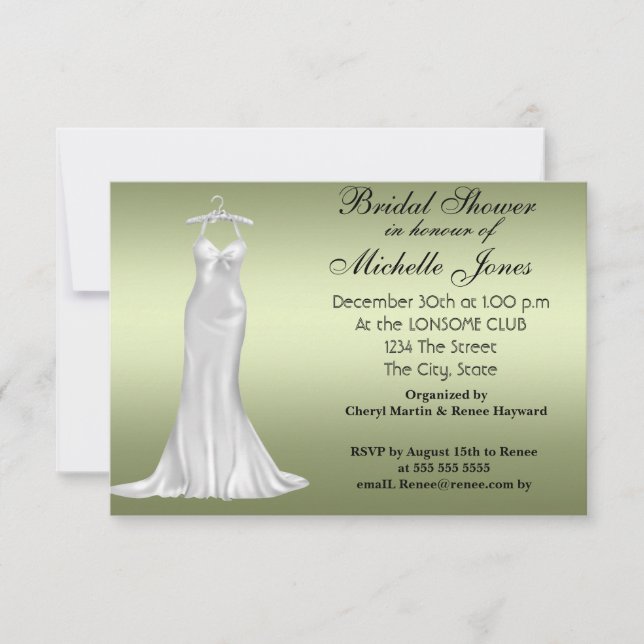 Popular Olive Green Bridal Shower Olive Green Invitation (Front)