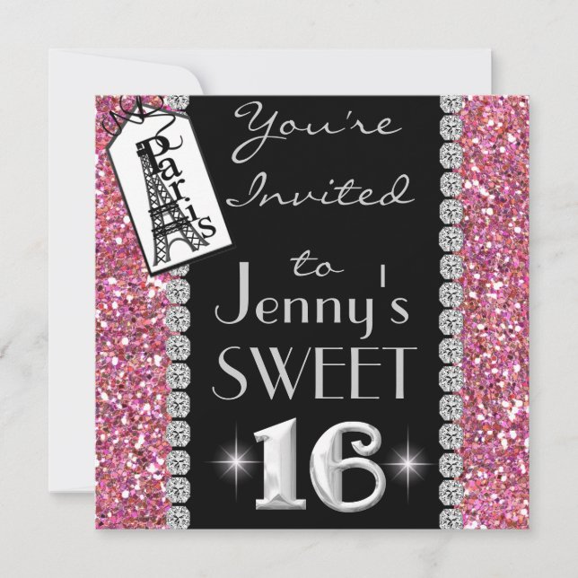 POPULAR Paris SWEET 16 BLING Party Invitation (Front)