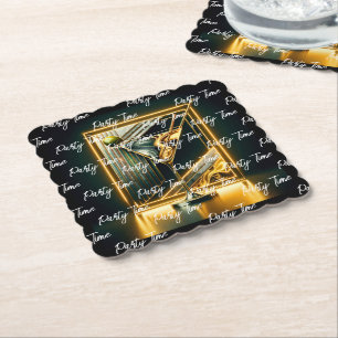 Popular Party Time Neon Personalised Paper Coaster
