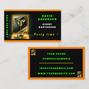 Popular Party Time Neon Personalised Professional Business Card