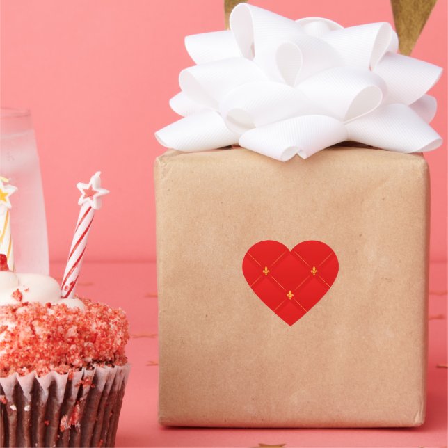 Popular pattern in red and gold heart sticker (Party)