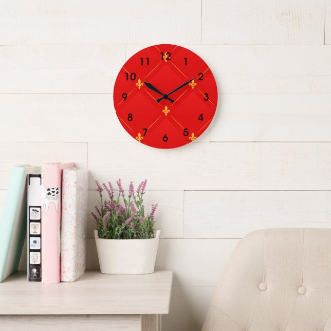 Popular pattern in red and gold large clock (Reading Room)