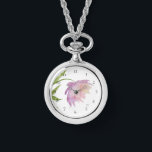 *~* Popular Peony Watercolor Pink Lavender Floral<br><div class="desc">* A Lovely Lavender and pink on a glowing white background. This design is an impressive very sweet pretty watercolor peony flower gracing the face of this women's classic and classy wrap around watch. * The strap is good silver with a black leather strap. This wrap watch is timeless and...</div>