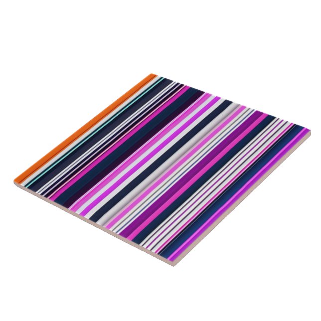 Popular Pink White Stripes Collection Tile (Side)