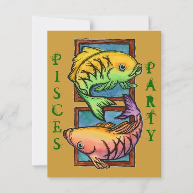 POPULAR PISCES PARTIES PARTY BIRTHDAY INVITATION (Front)