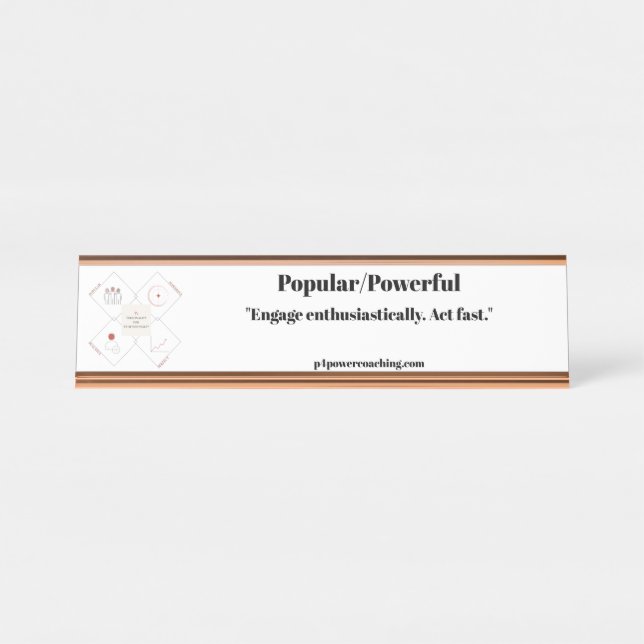 Popular/Powerful Rose Gold Desk Plaque Name Plate (Front)