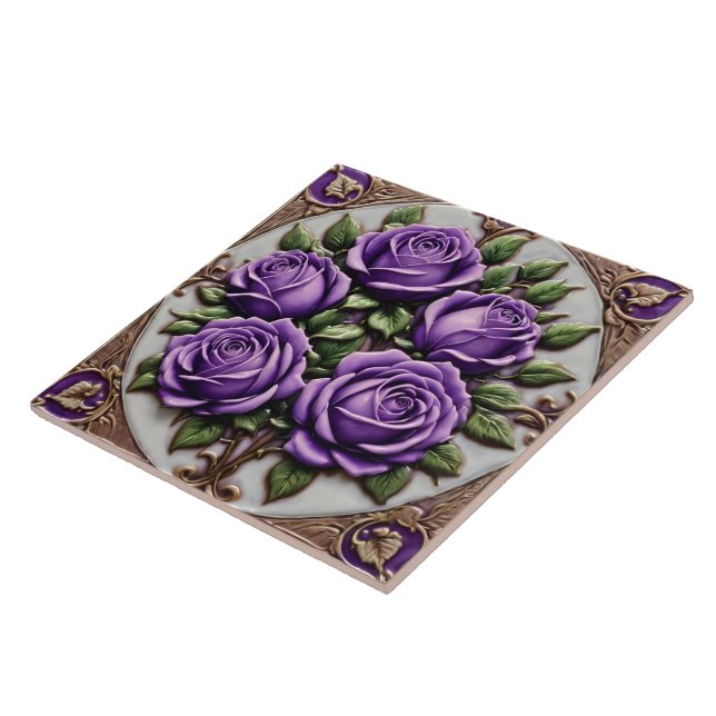 Popular Purple Roses Beautiful Collection Tile (Side)