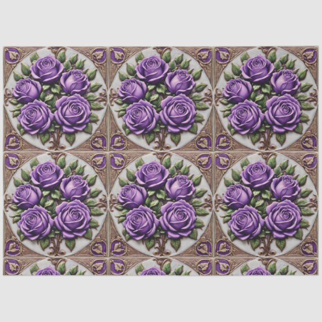 Popular Purple Roses Beautiful Collection Tissue Paper (Front)