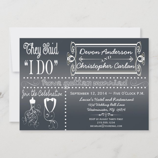 Popular Reception Only Chalkboard Invitation (Front)