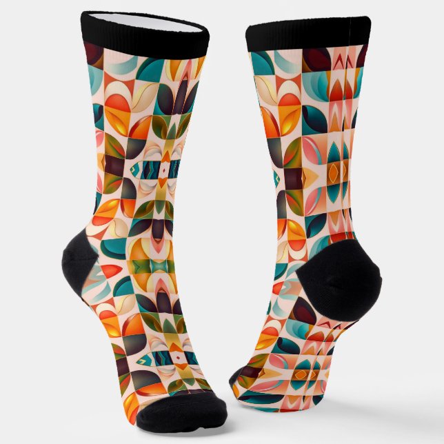 Popular Retro Abstract Squares Collection Socks (Angled)