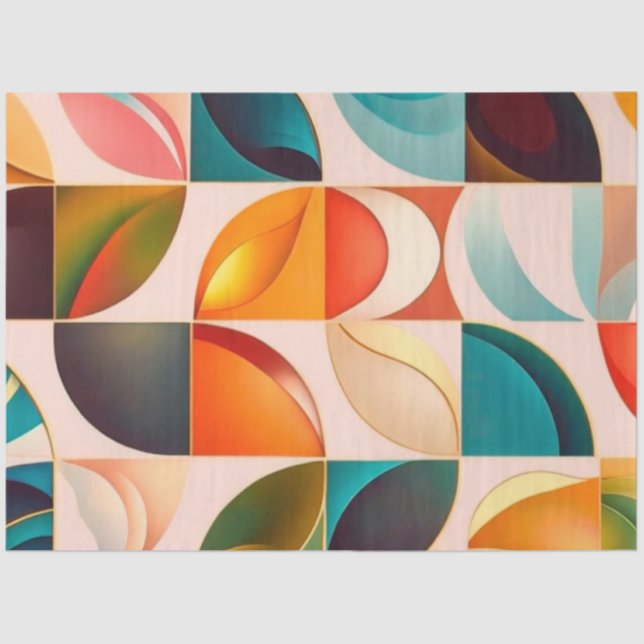 Popular Retro Abstract Squares Collection Tissue Paper (Front)