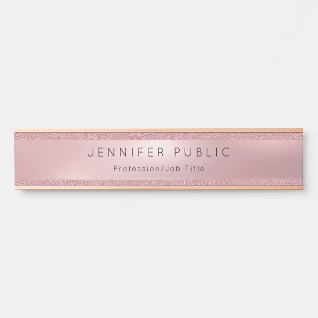 Popular Rose Gold Glitter Professional Modern Glam Door Sign (Front)