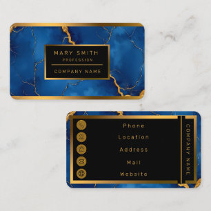 Popular Royal Blue Gold Marble Collection Business Card