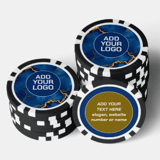 Popular Royal Blue Gold Marble Collection Poker Chips