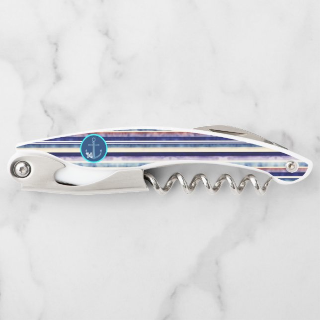 Popular Summer Navy Blue Boat Stripes Collection Corkscrew (Front)