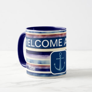 Popular Summer Navy Blue Boat Stripes Collection Mug
