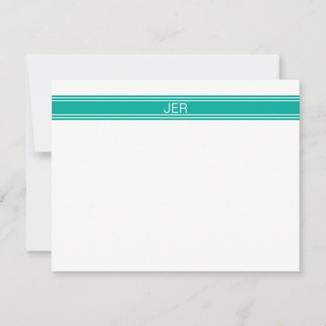 Popular Teal Personalised Monogram Name Initials Card (Front)
