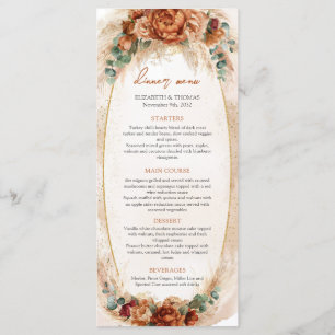 Popular terracotta deep red floral eucalyptus boho menu