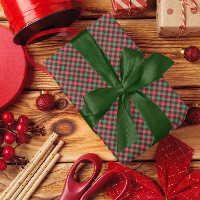 Popular Trendy Red Green Black Plaid Wrapping Paper (Mad for Plaid!)