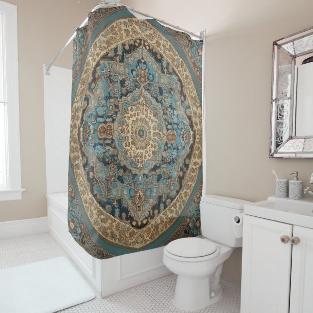 Popular Turkish Beautiful Old Pattern Collection Shower Curtain (In Situ)