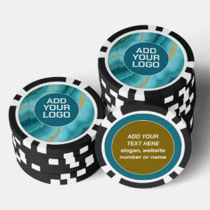 Popular Turquoise Blue Gold Marble Collection Poker Chips