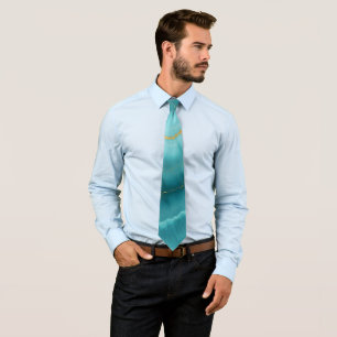 Popular Turquoise Blue Gold Marble Collection Tie