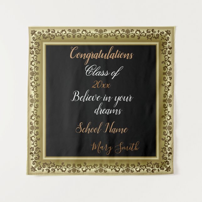 Popular Vintage Gold 3D Floral Customise Tapestry (Front)