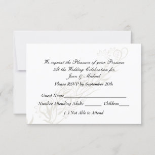Popular White Wedding RSVP Card