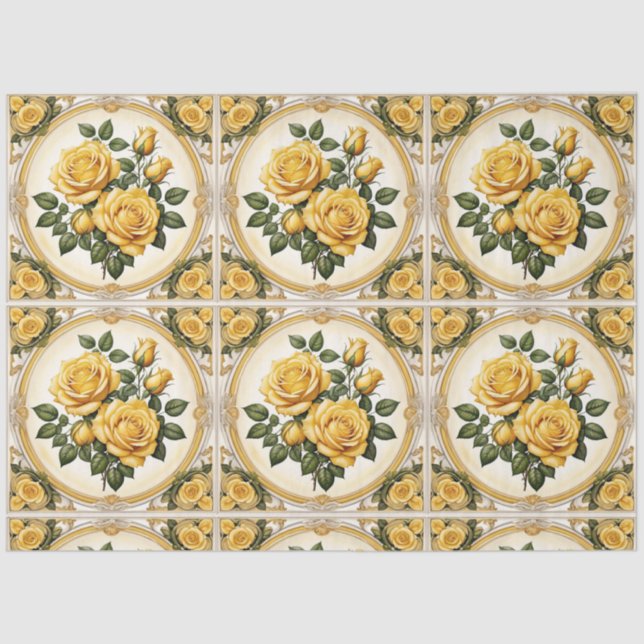 Popular Yellow Rose Beautiful Collection Tissue Paper (Front)
