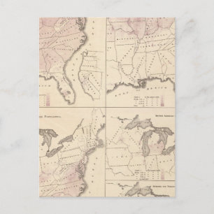 Population and Density - United States Census 1870 Postcard