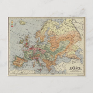 Population Density   European Map Postcard