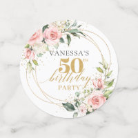 Populr blush pink roses gold glitter 50th birthday