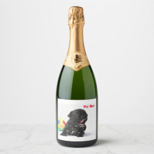 Por Mum French Bulldog Postcard Sparkling Wine Label