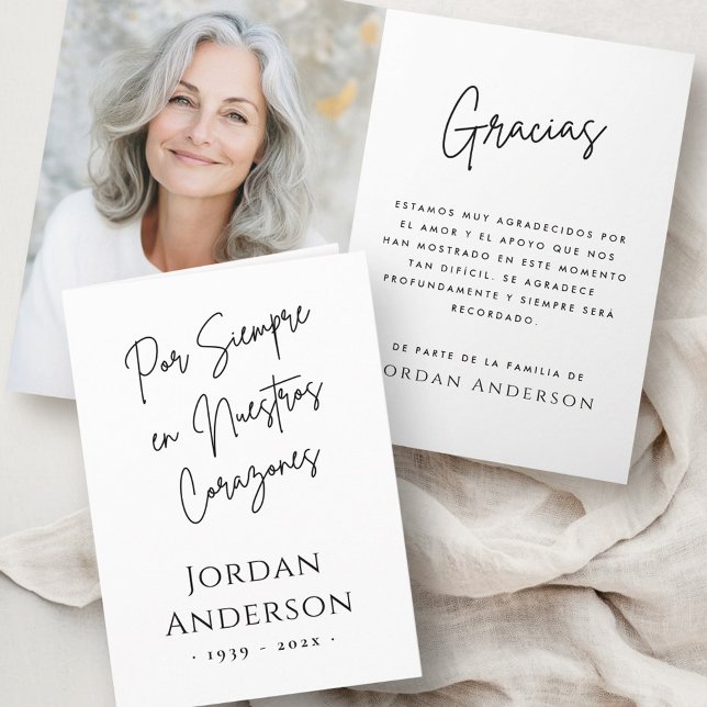 Por siempre en nuestros corazones photo sympathy thank you card (Por siempre en nuestros corazones photo sympathy thank you card)