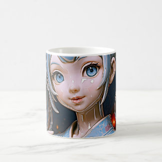 Porcelain Anime Girl Under Lantern Lights Coffee Mug