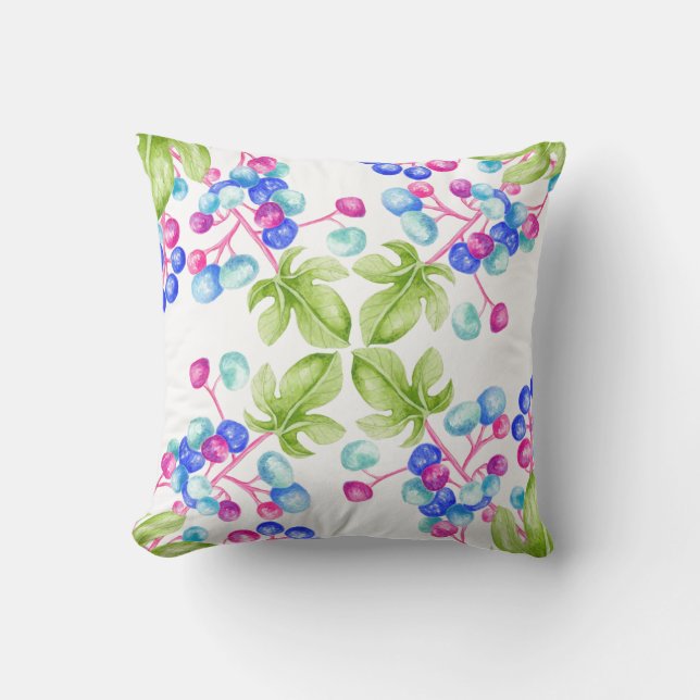 Porcelain Berries on a Square Pillow  (Front)