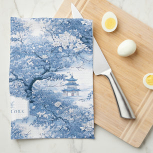 Porcelain Blue Chinoiserie Pattern ID1094 Tea Towel