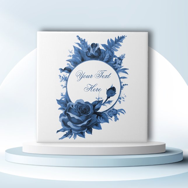 Porcelain Blue Floral Frame Tile (Creator Uploaded)