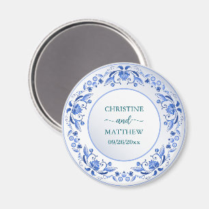 Porcelain Blue Floral Wedding Favour  Magnet