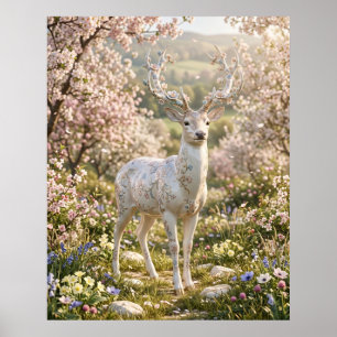 Porcelain Deer Forest Calm Poster